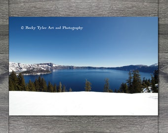 Crater Lake, Photography, Travel Print, Giclée Print, Cabin Decor, Cottagecore, Farmhouse Decor, Travel Decor