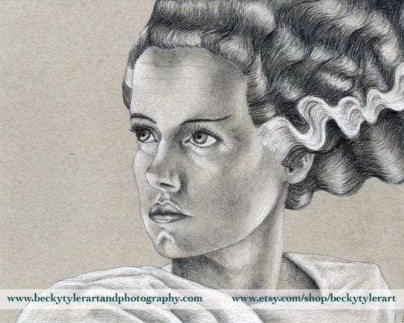 Elsa Lanchester In The Bride Of Frankenstein Drawing