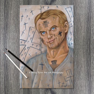 Sam Neill Zeichnung, Bleistiftzeichnung, Fan Art, Filmkunst, Wandkunst, Wanddekor, Im Mund des Wahnsinns, Horror, Horror Kunst
