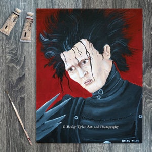 Johnny Depp as Edward Scissorhands Painting, Fan Art, Movie Art, Horror Movie Art, Wall Art, Wall Decor