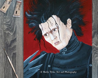 Johnny Depp as Edward Scissorhands, Fan Art, Movie Art, Horror Movie Art, Tim Burton Fan Art, Acrylic Painting