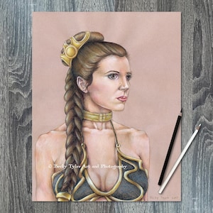 Princess Leia Art: Star Wars Pencil & Watercolor Drawing (11x14)