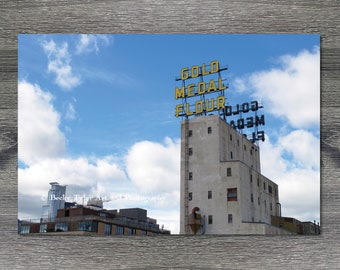 Downtown Minneapolis, Gold Medal Flour Sign, Mill City Ruins, Digital Photography, Giclee Print, Cityscape, Print, Travel Print