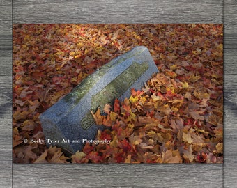 Graveyard Tombstone, Digital Photography, Print, Gothic Print, Gothic Decor, Cemetery Print, Graveyard Print, Giclee Print