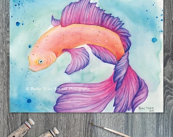 Betta Fish Watercolor Painting
