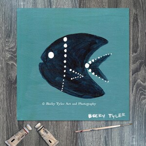 Fish Original Painting, Acrylic on Canvas Board, Wall Art, Wall Decor