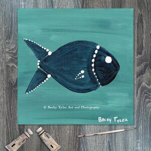 Fish Original Painting, Acrylic on Canvas Board, Wall Art, Wall Decor