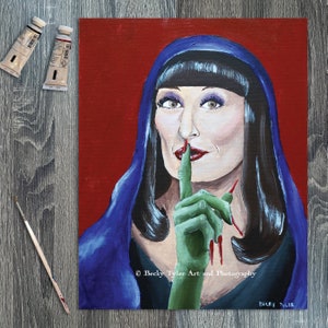 Anjelica Huston in The Witches Painting, Acrylic on Canvas Board, Fan Art, Movie Art, Horror Art, Wall Decor, Wall Art