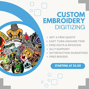 Custom Embroidery Digitizing, Logo Digitizing, Embroidery Digitizing, Image to Embroidery, Custom Digitizing