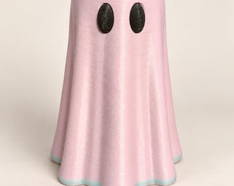 3D Printed Ghost Decoration, Halloween Shelf Decor, Removable Witch Hat (PLA Plastic)