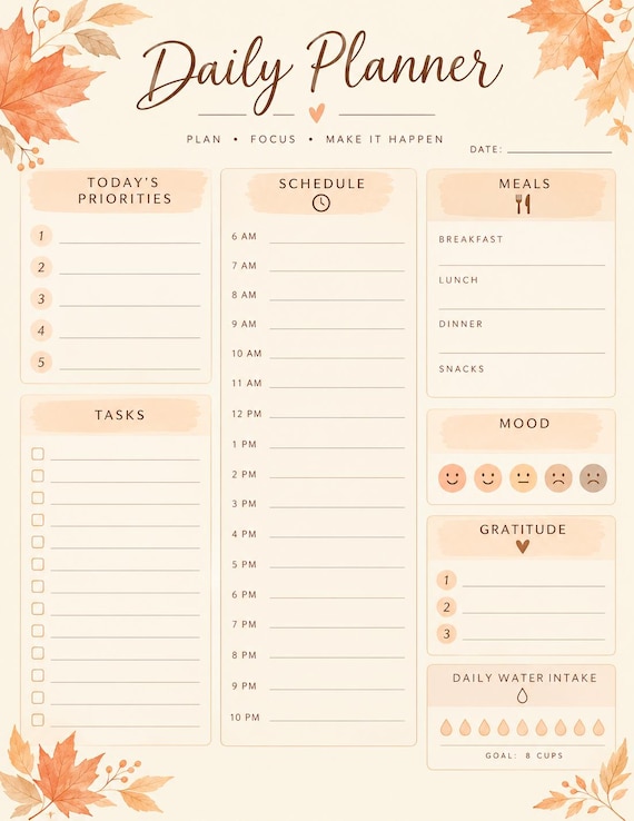 Fall Theme Daily Planner
