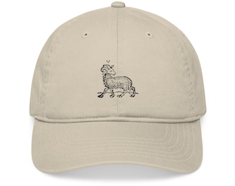 Embroidered Zodiac Cap: Medieval Woodcut Style, Organic Cotton, Gothic Astrology (2 Colours)