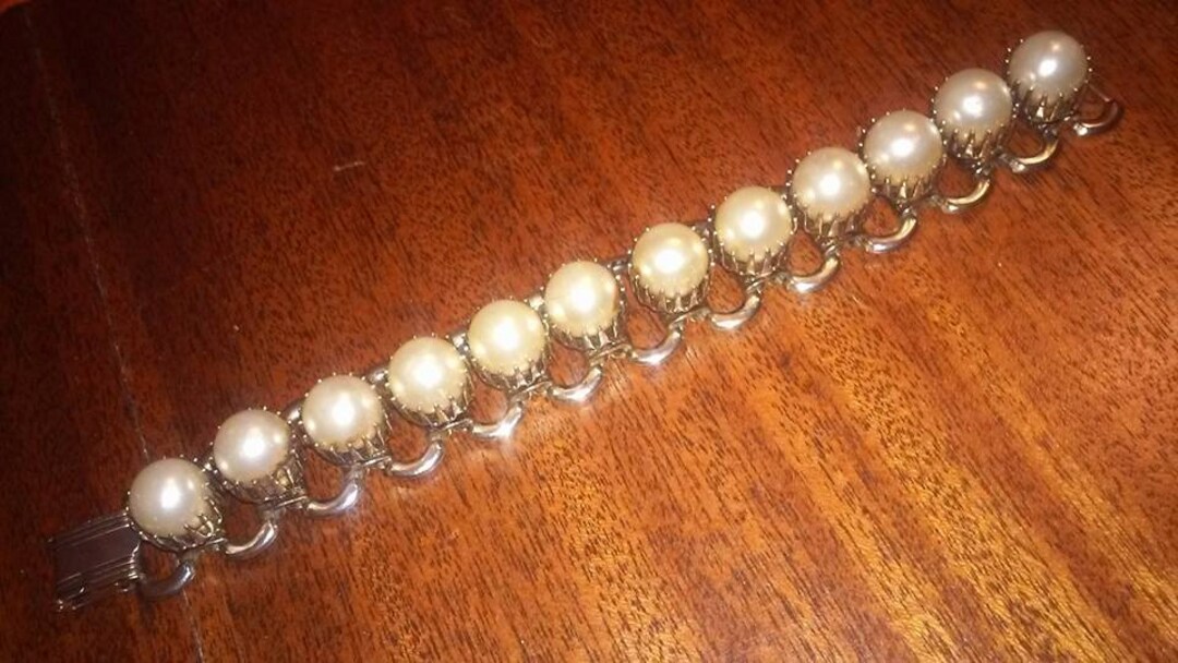 Large Faux Pearl Bracelet Statement Piece Etsy