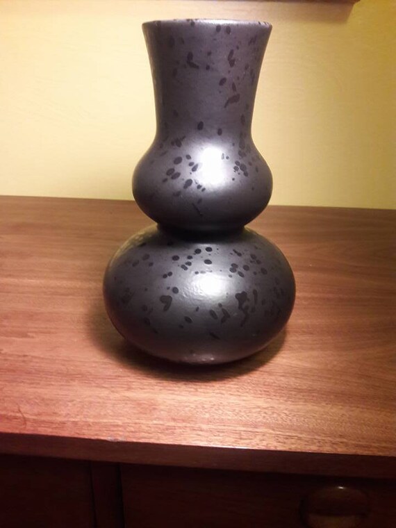 Haeger Pottery Black Splatter Vase Etsy