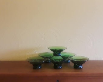 Cambridge Georgian Emerald Green Sundae Dishes - VG to EX Condition