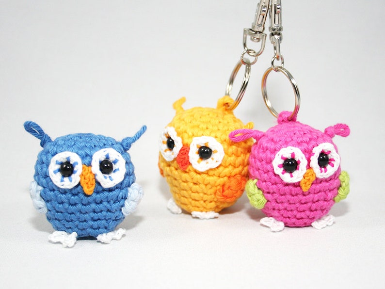 Owl key chain bag dangler amigurumi Crochet Pattern image 6