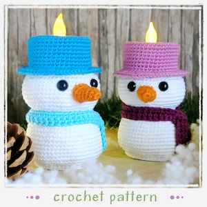 Tealight Holder Snowman - Crochet Pattern