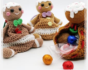 Drawstring Bag - Gingerbread- Crochet Pattern