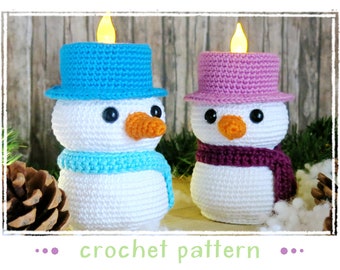 Tealight Holder Snowman - Crochet Pattern