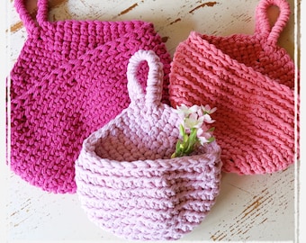 Hanging Baskets, 3 sizes - Crochet Pattern