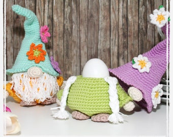 Flower Gnome - Egg Cozy, Decoration - Crochet Pattern