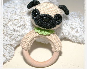 Pug Rattle Ring - Crochet Pattern