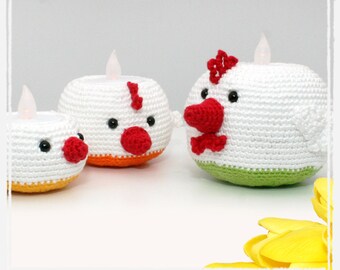 Tealight Holders - Chickens- Crochet Pattern