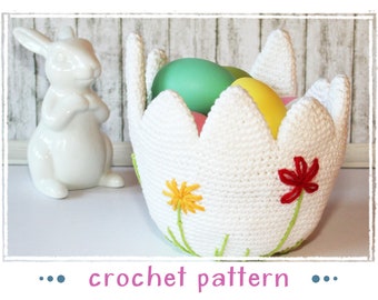 Egg Basket, egg-shaped easter basket - Crochet Pattern