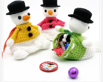 Drawstring Bag - Snowman - Crochet Pattern