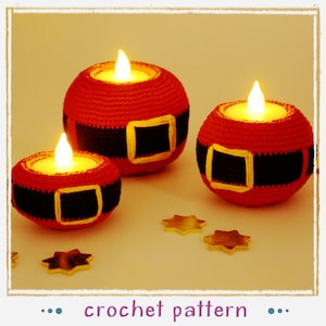 Tealight Holders - Santa - Crochet Pattern