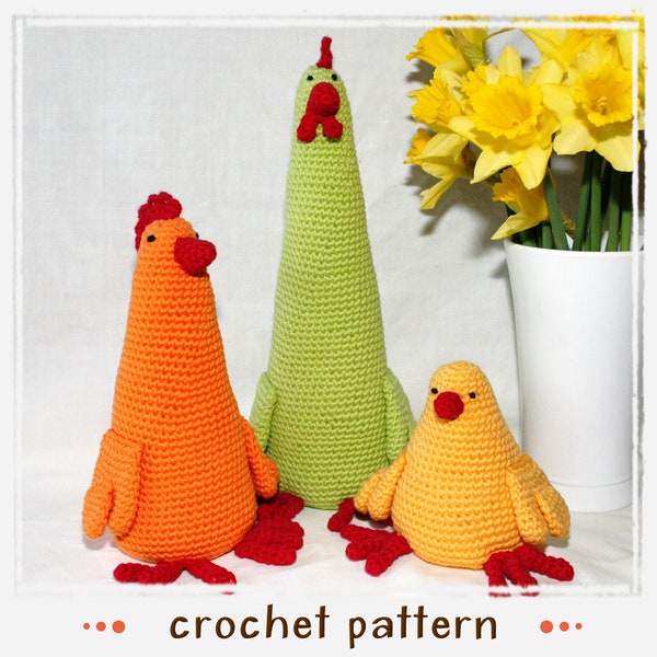 3 Chickens - Crochet Pattern - PDF file - Amigurumi