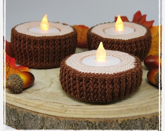Tealight Holder Tree Log - Crochet Pattern