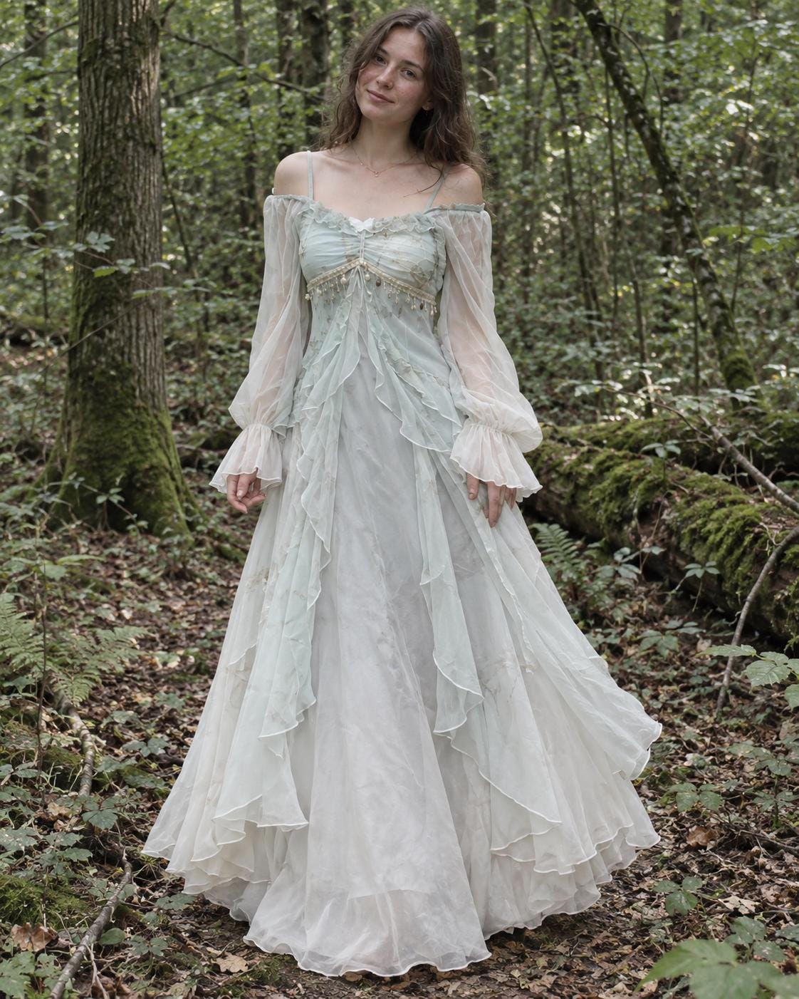 layered fairy dress Flowy enchanted forest fairy costume