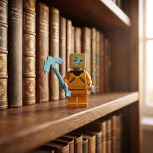 MOC Gul Dräkt Diamanthacka, Minecraft Byggklossfigur Gåva