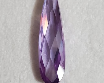 Collar con colgante de lágrima de cuarzo morado - Cadena de plata de 23"