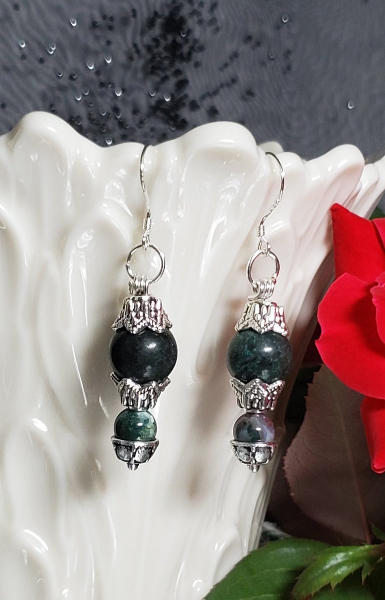EARRINGS Have Loads of Fun with these Navy Blue Beaded Silver Bead Capped Sterling Silver Dangle Earrings