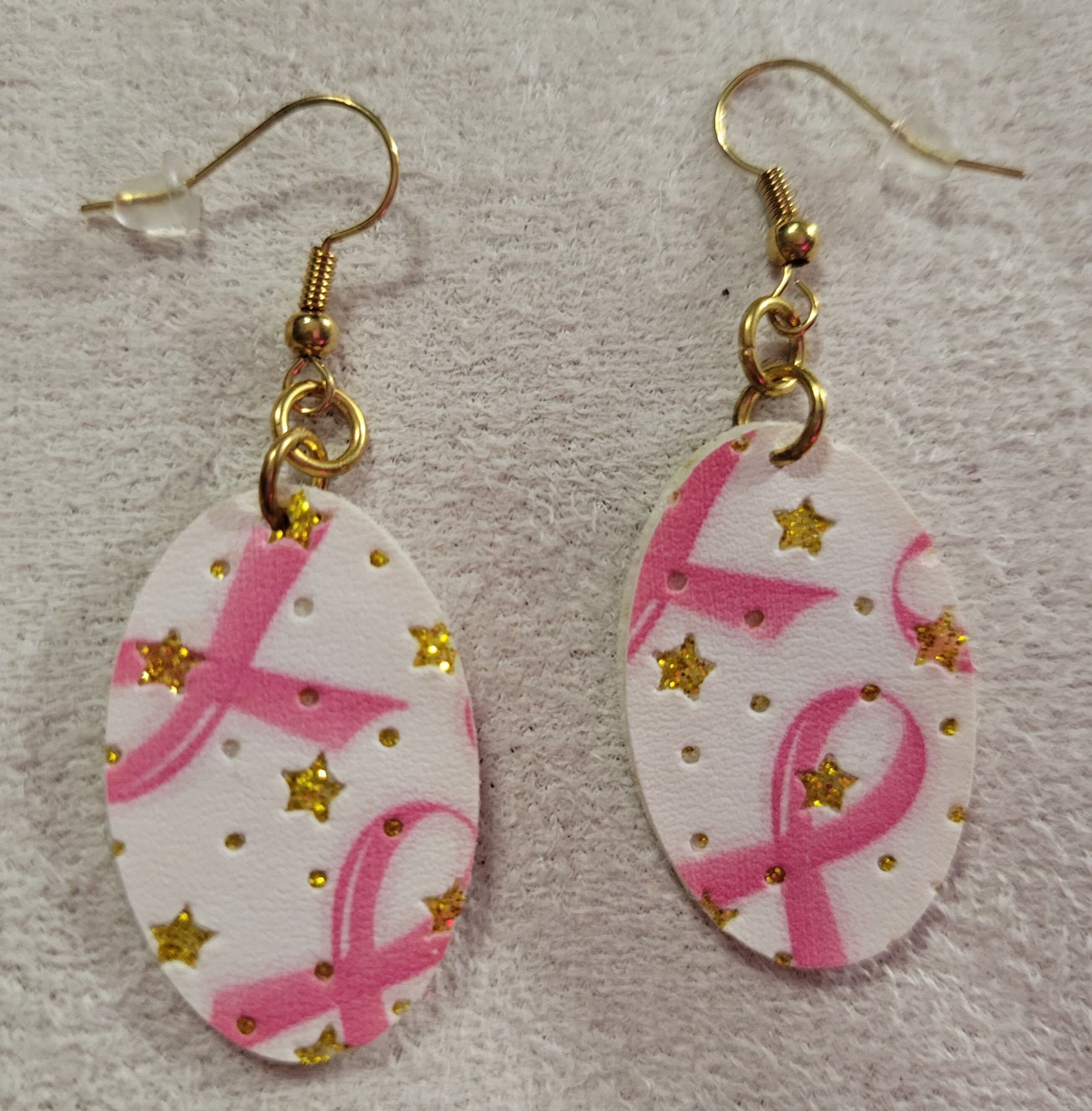 Boucles D'oreilles Pendantes En Cuir - Forme Ruban Rose Pour La Sensibilisation Au Cancer Du Sein, Fait Main, Hypoallergénique