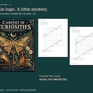 Nonogram Puzzle Pack: 20 Curiosity-Themed Picture Puzzles, Printable PDF with Solutions