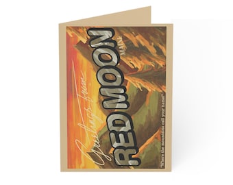 Red Moon Mountain Greeting Cards (1, 10pcs)