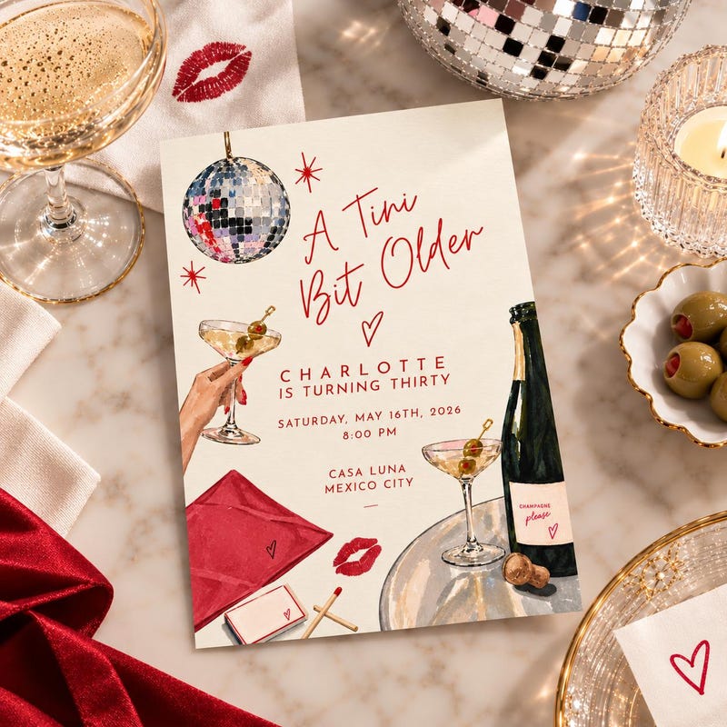 Martini Bday Invitation - Etsy