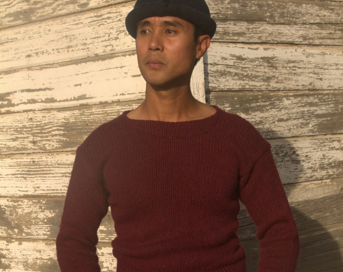 1930s Maroon , Boatneck Sportswear Sweater SM MED by Rugby Knitting Mills