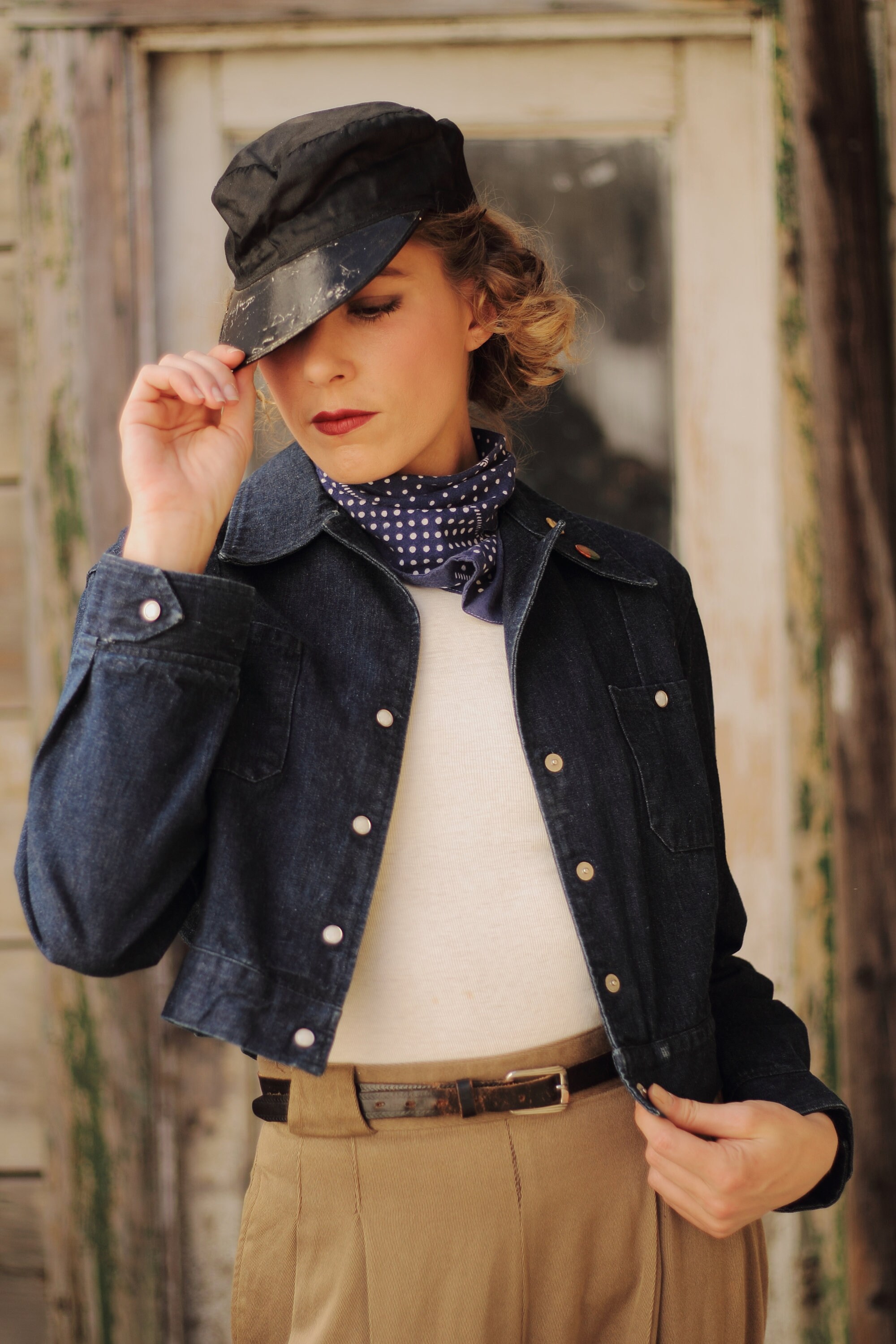 Original early 1950's Levis short horn denim jacket w/ pearl snaps