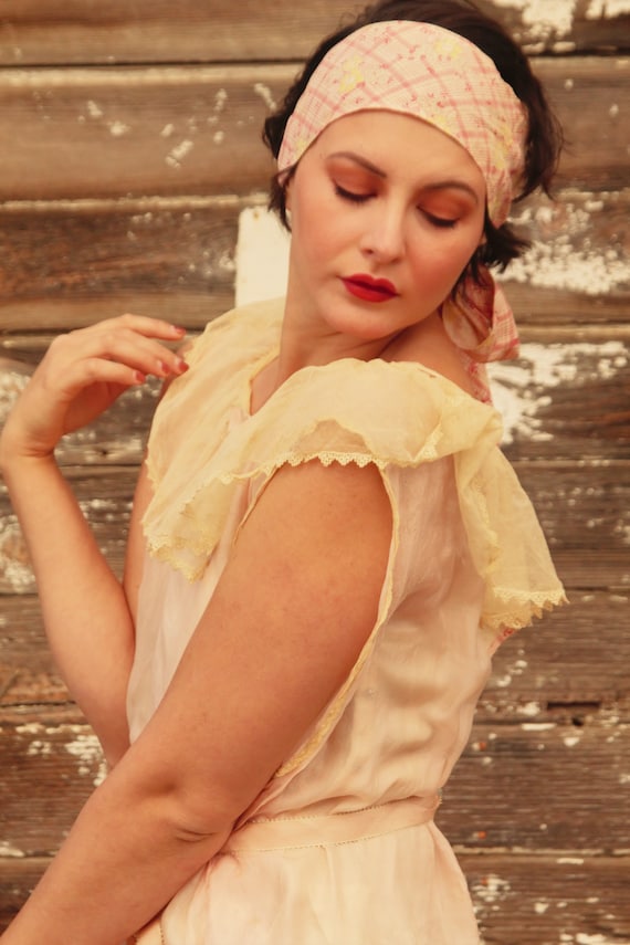 Gorgeous 1920s sheer silk pink crepe drop waist g… - image 5
