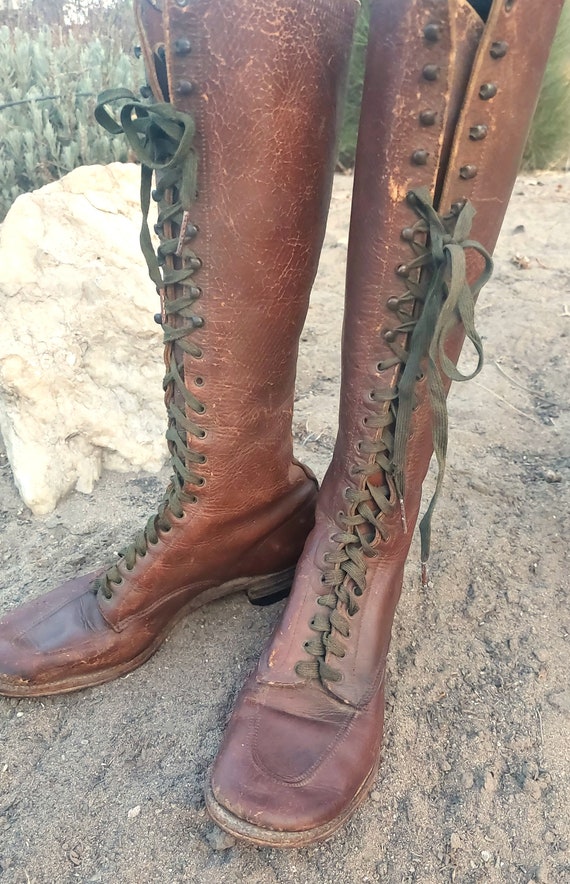 1930s Brown moc toe field boots, work boots, ridi… - image 3