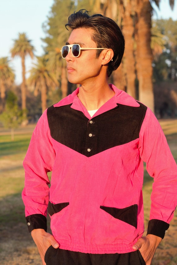 Fantastic 1940s two tone gaucho shirt, hot pink a… - image 8