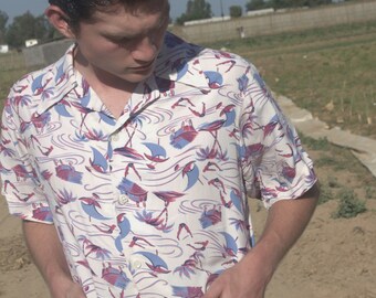 1940s Aloha Shirt With Divers, Palm Trees and Huts MED - Etsy