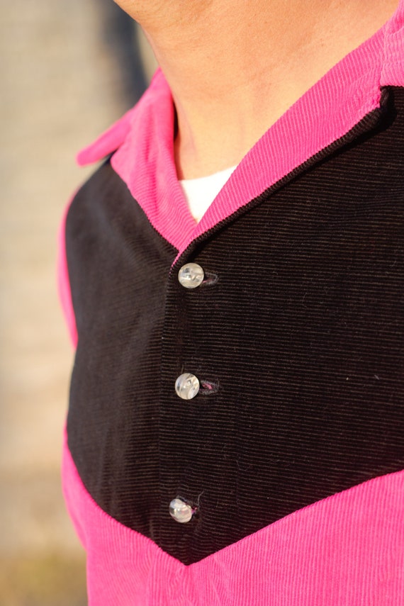 Fantastic 1940s two tone gaucho shirt, hot pink a… - image 7