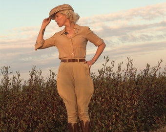 1940s tan, whipcord  jodhpurs with zippers,  size 24" waist The Tailored Sportsman