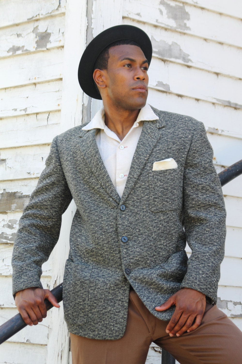 Early 1950s Shantweed grey fleck tone jacket Julius' men's shop in