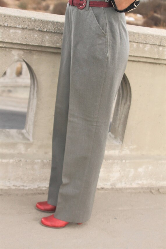 1940s Grey Gabardine wool slacks pants, size Med … - image 6